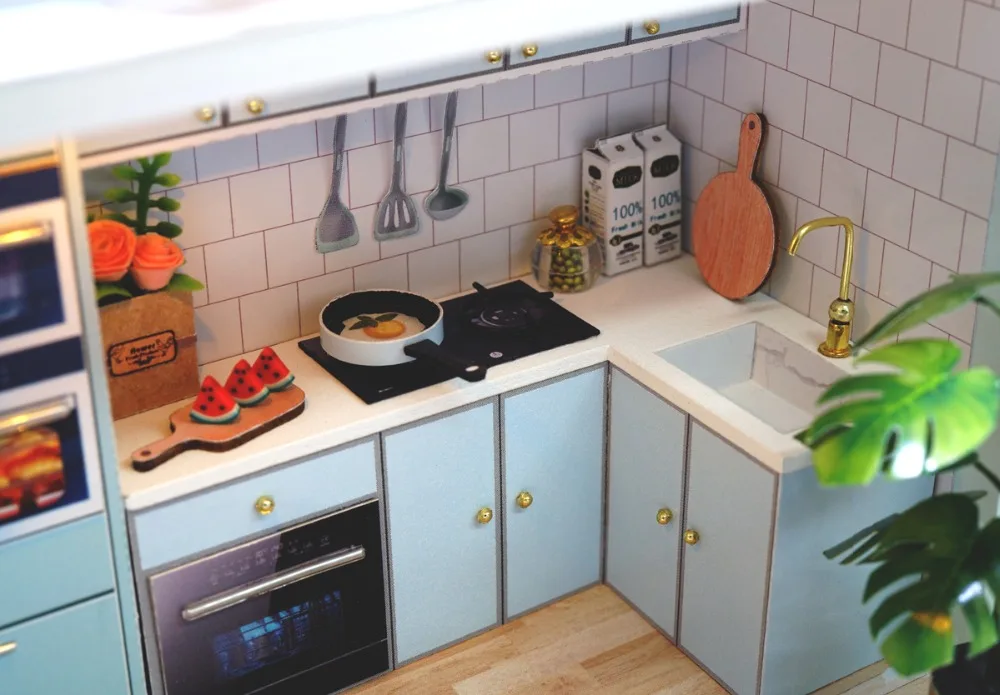 Милая комната DIY миниатюрный дом деревянный кукольный дом мебель пылезащитный чехол кукольный домик комплект дом модель игрушки для детей Рождественский подарок