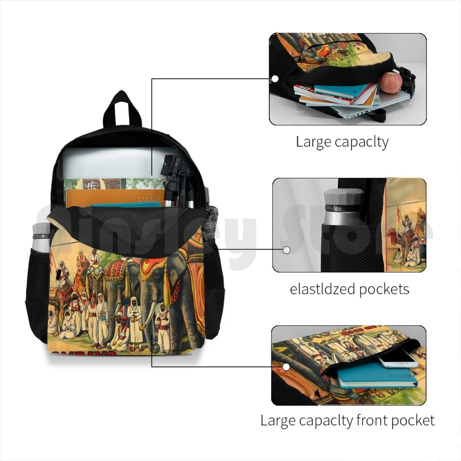 Винтажный цирковый постер-цирковой походный рюкзак Hagenbeck Wallace водонепроницаемый