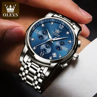 olevs luxury brand men casual quartz watch stainless steel strap military chronograph men 30m waterproof wristwatch relogio 2021