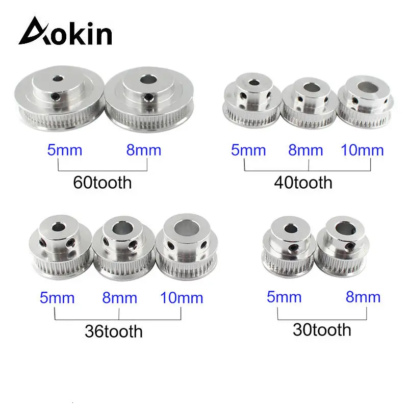 3D Printer Parts GT2 Timing Pulley 30 36 40 60 Tooth Wheel Bore 5mm 8mm Aluminum Gear Teeth Width 6mm 2GT Accessories For Reprap |