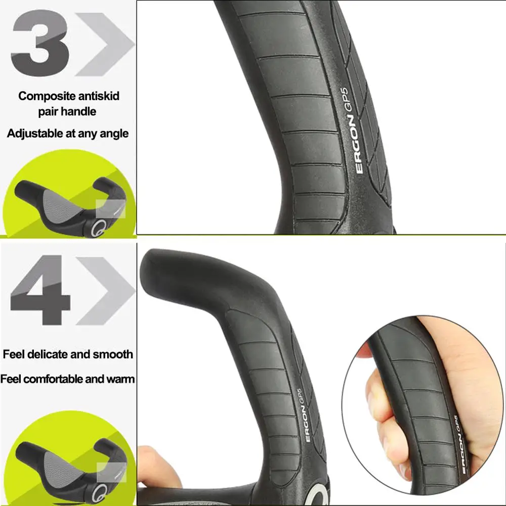 

Mountain Bike Ergonomic Handlebar Non-slip Rubber Grips With Riding Comfort Shock Absorption
