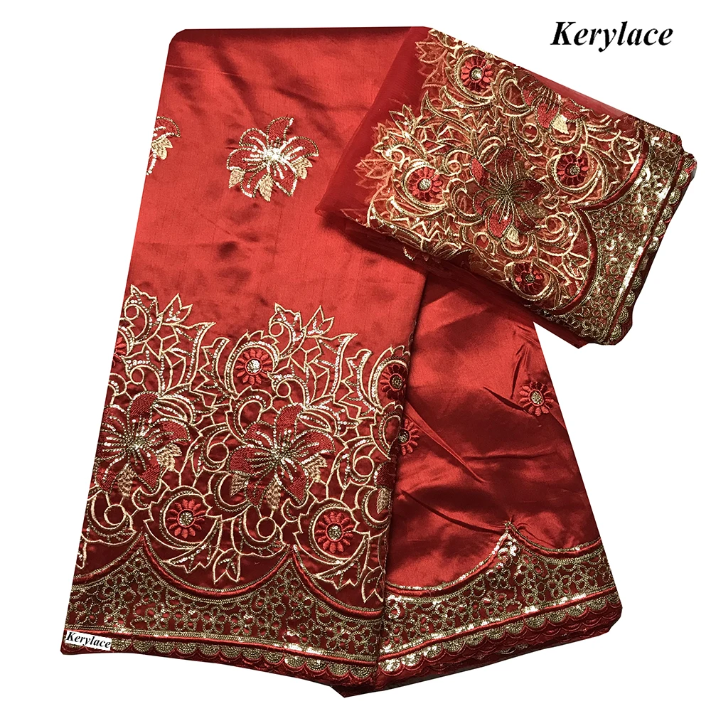 2020 новейшие африканские блестки George кружевная ткань красный шелк сырец хлопок 2