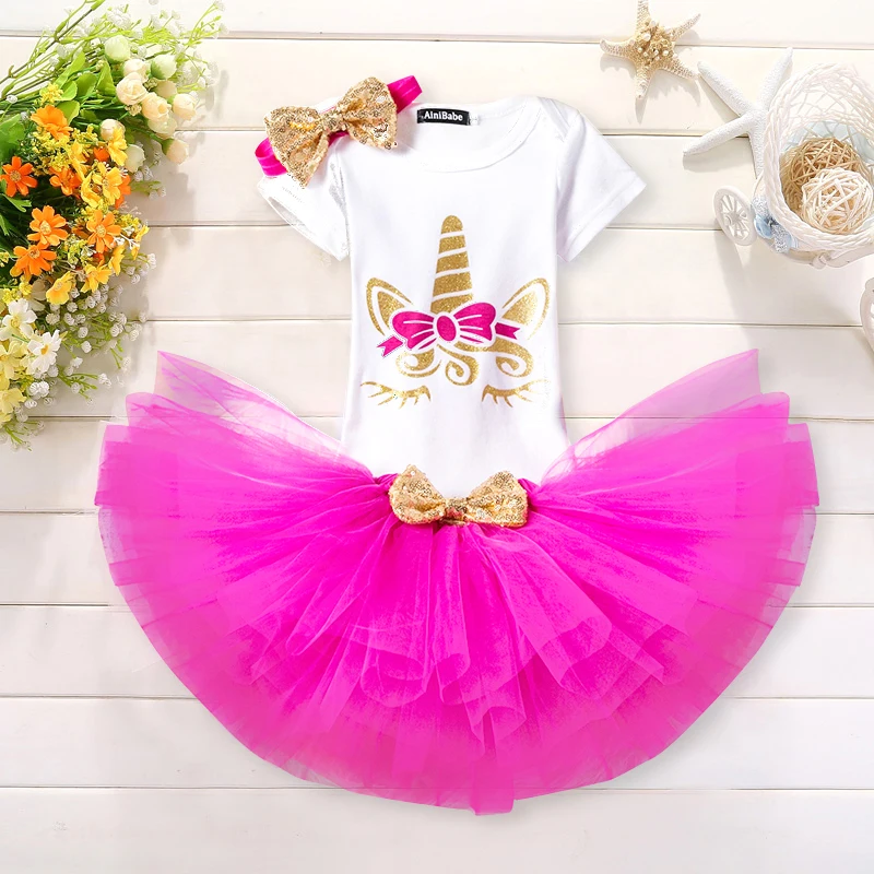 Платье с единорогом для девочек на 1 год платье день рождения маленьких наряды