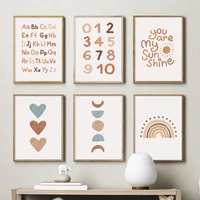 sunshine love number letter abc wall art canvas painting nordic posters and prints wall pictures for kids room bedroom decor