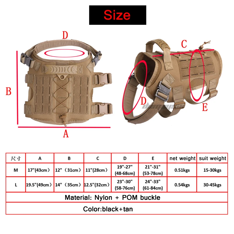 

Tactical Dog Vest Military Hunting Shooting Cs Army Service Dog Vests Nylon Pet Vests Airsoft Training Molle Dog Vest Harness