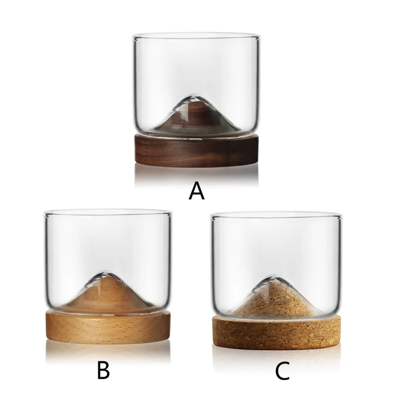 Small Mountain Lrish Whiskey Glasses Sets Old Fashioned With Wooden Base Unique Gift For Bourbon Scotch Lovers | Дом и сад