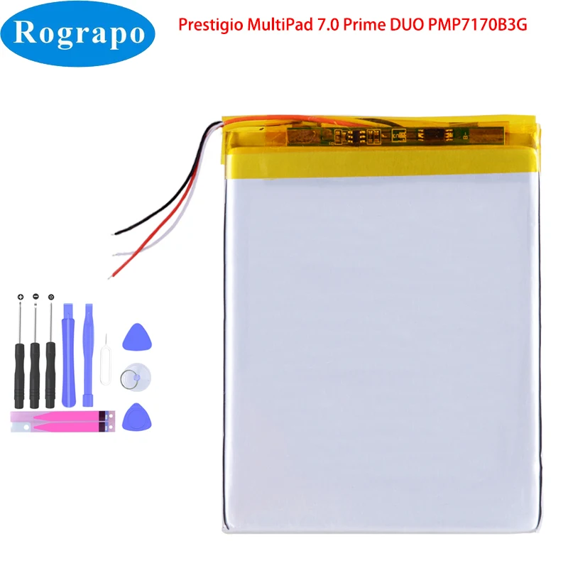 

New 3.7V 3800mAh Prestigio MultiPad 7.0 Prime DUO PMP7170B3G PMP7170B 3G Tablet PC Battery 3 Wires