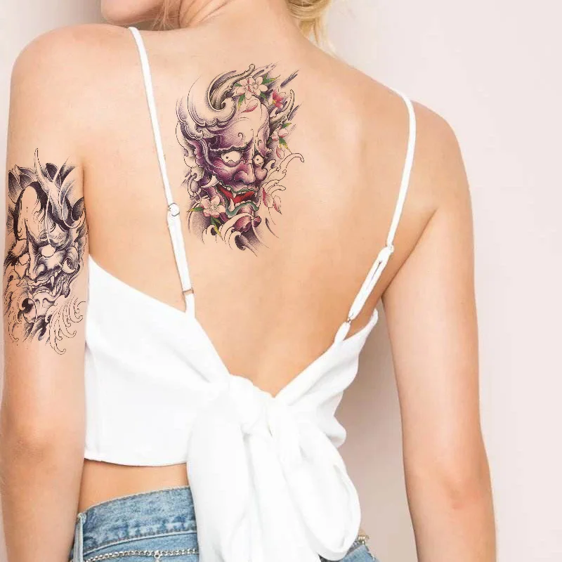 Наполовину тату Цветок на руку наклейка для боди-арта Искусственный Человек зло