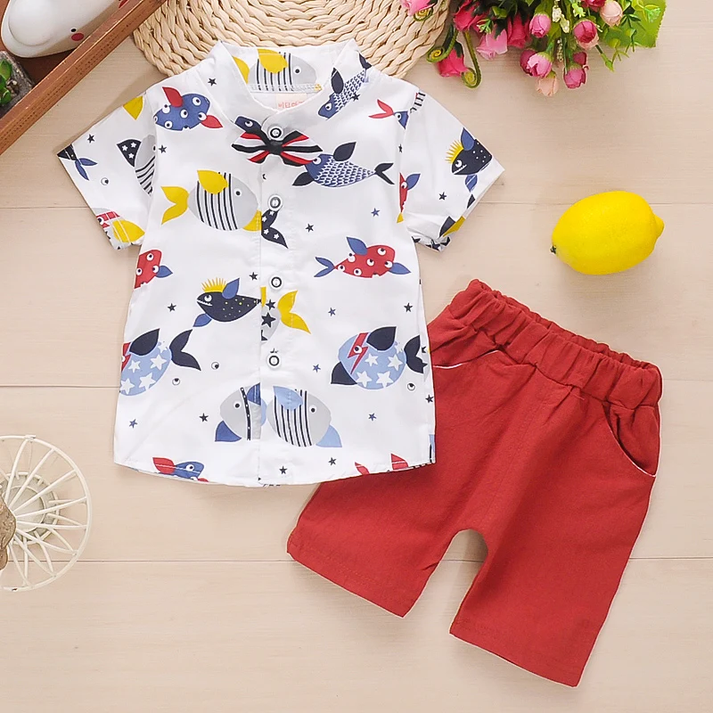 Комплект одежды для новорожденных BibiCola рубашка с мультяшным рисунком + шорты