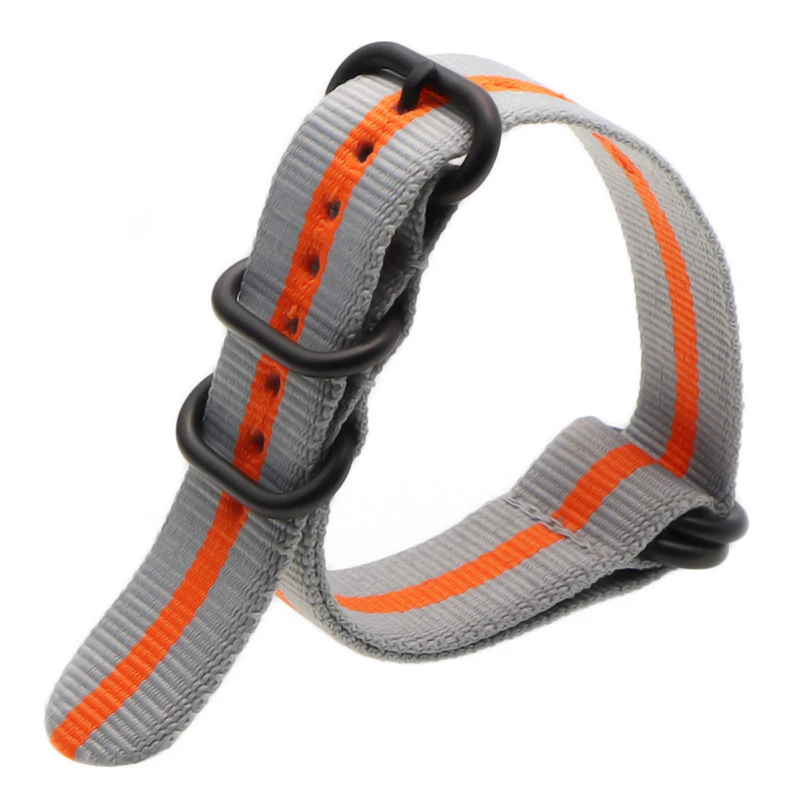 gray orange B 21 цвет прочный нейлоновый ремешок otan ZULU ремешок 18 мм 20 мм 22 мм 24 мм полосатый Радужный холст замена ремешок для часов - Цвет ремешка: gray orange B