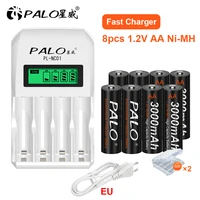aa battery charger for 1 2v ni mh ni cd aa aaa rechargeable battery with 8pcs 3000mah aa rechargeable battery for toy car