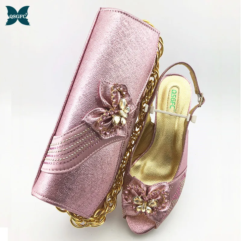 INS/Новинка 2020 года комплект из обуви и сумки розового цвета в африканском стиле