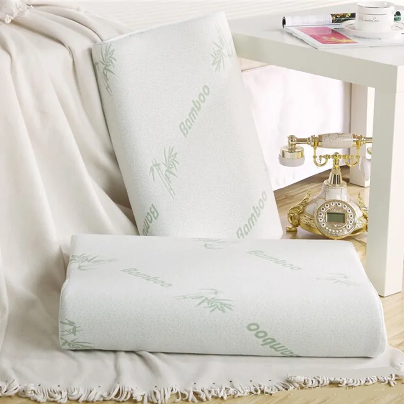 100% Бамбуковая подушка для шеи белые подушки здоровья с эффектом памяти и