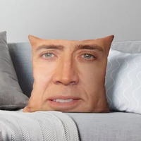 nicolas cage face v soft decorative throw pillow cover for home 45cmx45cm18inchx18inch pillows not included