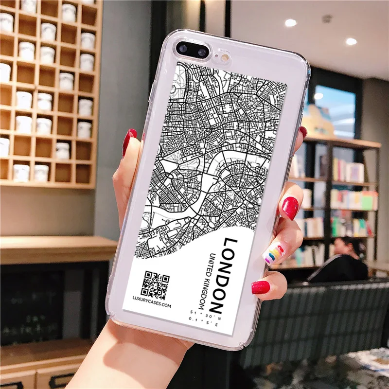 Motirunner Ins Exclusive City Map Soft Transparent TPU Phone Case for iPhone 11 pro XS MAX 8 7 6 6S Plus X 5 5S SE XR cover | Мобильные