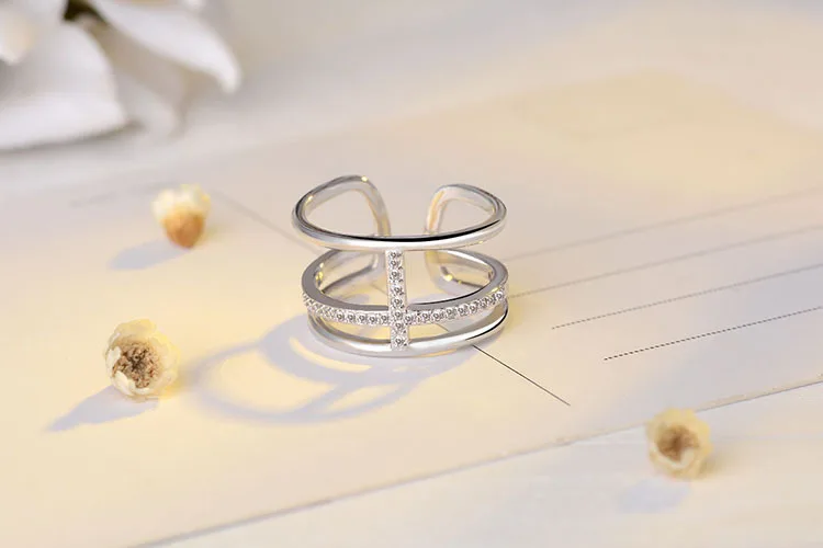 Новое модное многослойное микро CZ циркониевое перекрестное кольцо для женщин