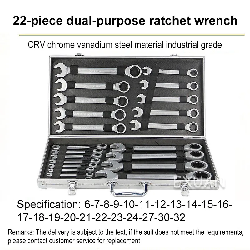 

2021 New Ratchet Wheel 72 Teeth Fast Auto Repair Torque Hardware Tool Dual-use Labor-Saving Wrench Set
