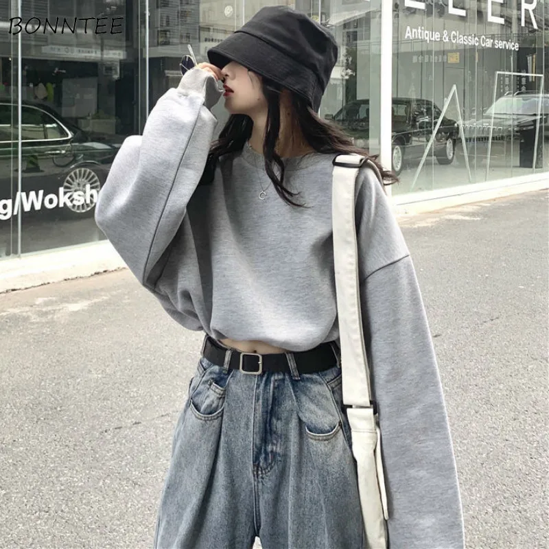 

Sweatshirts Womens Plus Velvet Autumn New Korean Style Thicker Student Loose Female Pullovers Print Fashion Streetwear Casual