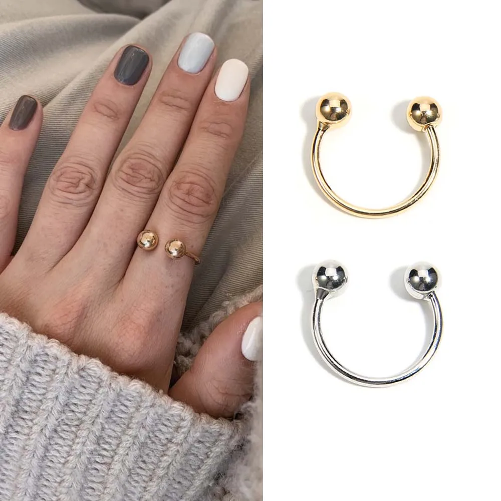 Регулируемые кольца с имитацией жемчуга со звездой и двумя шариками для женщин