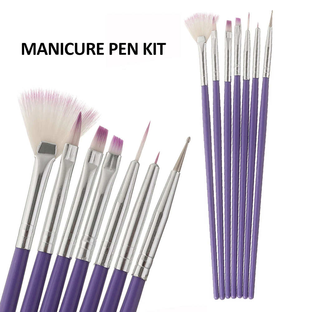 

7pcs French Nail Design Painting Pen Brush Gradient Gel Nail Polish Drawing Carving Brushes Nail Art Brush Set Manicure Tools