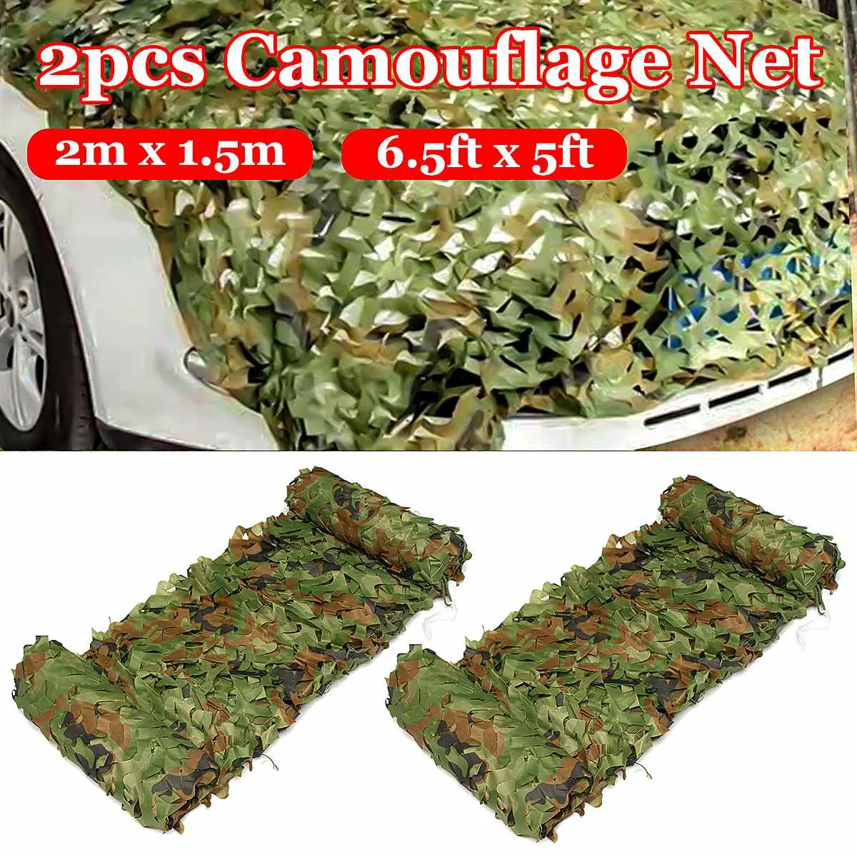 

Woodland Camo Netting Camouflage Net Privacy Protection Mesh Car Covers Army Jungle Tent Shade Camping Sun Shelter 2mx1.5m