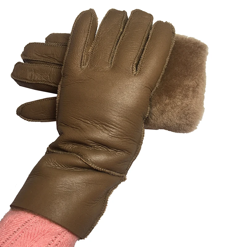 Женские перчатки Модные новые зимние кожаные 2020 натуральная кожа коричневые