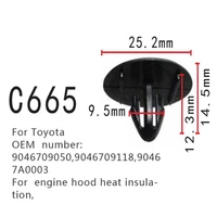 engine hood heat insulation fastener clips 9046709050 9046709118 90467a0003 for toyota