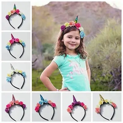 2019 новый бренд хит продаж Волшебный Единорог повязка с цветами единорог голова