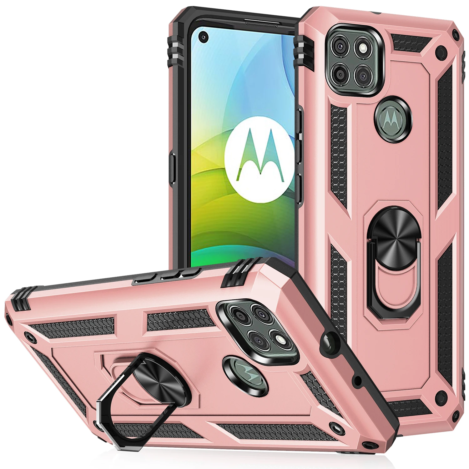 

Phone Case For Motorola G8 E7 G9 G One 5G Ace Fusion Hyper Power Lite Play Plus Stylus 2021 Edge S Armor With Ring Bracket Cover
