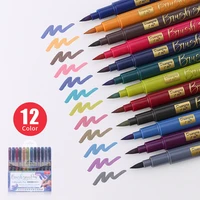 art markers 12 colors calligraphy pen hand lettering brush refill lettering pens for artist manga markers art supplies school