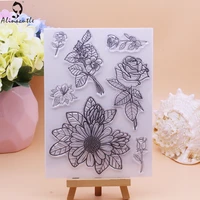 alinacutle clear stamps sunflower rose lily floral diy scrapbooking card album paper craft rubber transparent silicon stamp