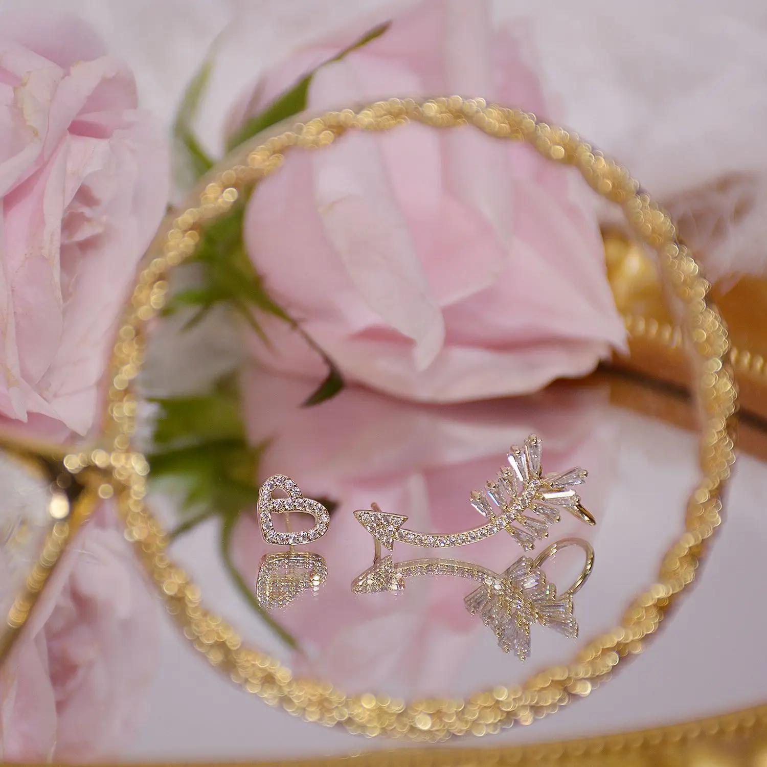 

Ins Hot Sale Luxury 14K Real Gold Love Cupid's Arrow Stud Earrings for Women Cubic Zircon ZC Earrings