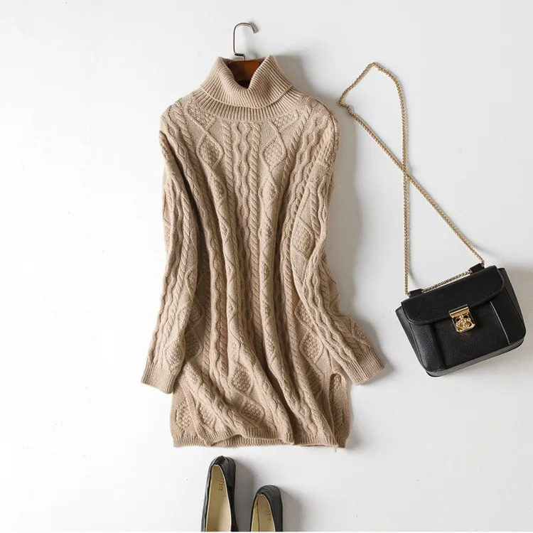 naizaiga 100% cashmere thicken winter warm sweater Mid-length slim split 460g/pcs DXYR1 | Женская одежда