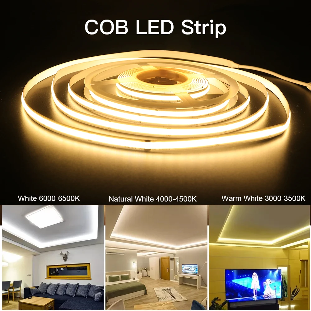 Приглушаемая Светодиодная лента с COB матрицей гибкая LED полоска высокой