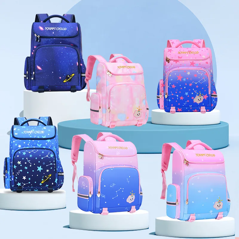Новая стильная школьная сумка ярких цветов в Корейском стиле со звездами и градиентом облегченная сумка для мальчиков и девочек hu ji