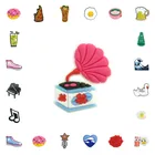 1 шт. икона из ПВХ, Пончик, пицца, карликовое яйцо, розовый кофе, пиво, напиток, спортивная обувь, пианино, ноты, круг для плавания, брелок