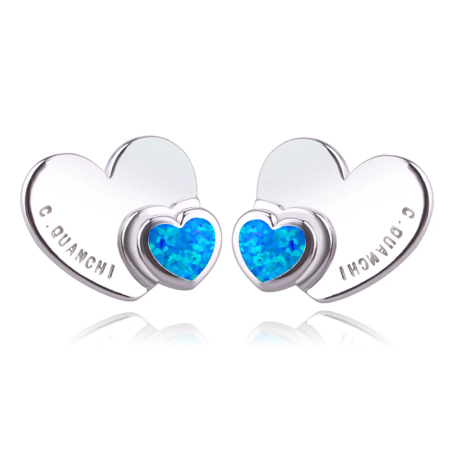 

Fashion Novelty 925 Sterling Silver Opal Earrings Heart Gemstone Stud Earring Women Couples Jewelry New 2021