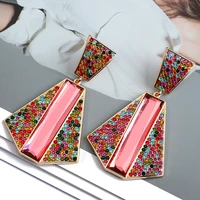 creative design luxury pendant jewelry accessories for women fashion brand colorful crystal glass retro hanging drop earrings