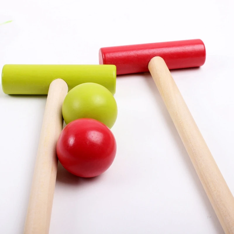 

1Set Funny Outdoor Toys Baby Golf Toy Cartoon Wood Croquet Game Animal Gate Ball Toys Children Family Game