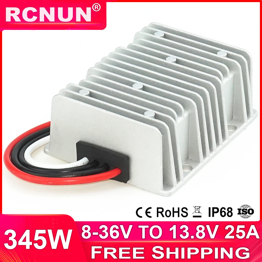 RCNUN DC 8-40V к DC 12V 13,8 V 1A 3A 6A 10A 15A 20A 25A повышающий понижающий преобразователь стабилизатор напряжения CE RoHS для автомобилей на солнечной батарее