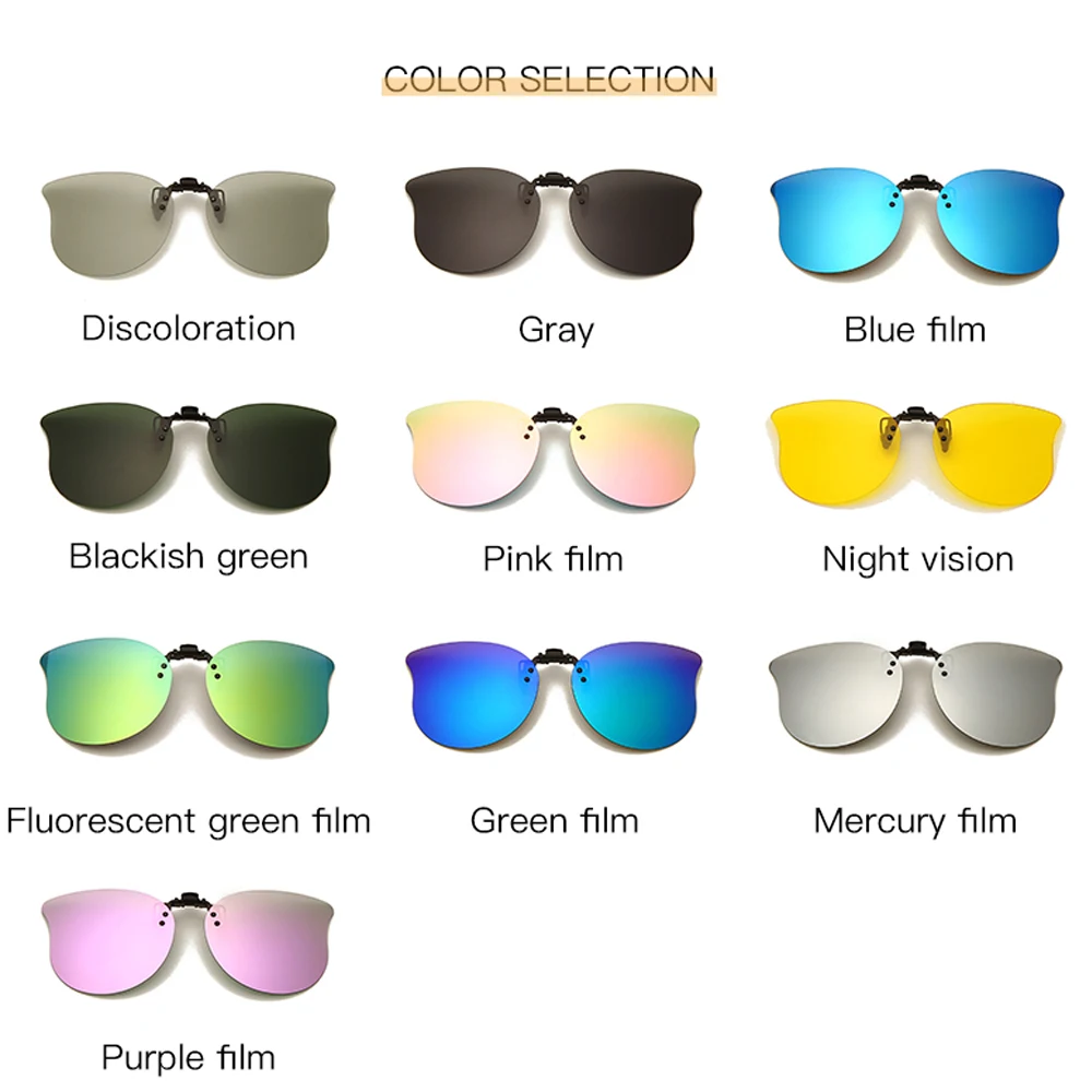

Fashion Clip on Polarized Sunglasses Lens Women Men Driver Night Vision Clips Lens Myopia Glasses Cover Eyewear UV400 10 Colors