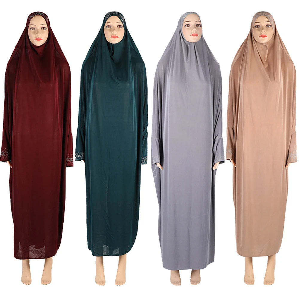 

Muslim Women Maxi Prayer Abaya Hijab Overhead Full Cover Dress Robes Kaftan Arab Islamic Bat Sleeve Burqa Khimar Niqab Jilbab