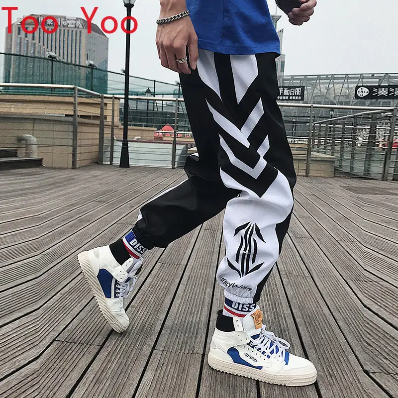 

Street wear Hip-hop jogging pants Men's loose harem pants Ankle length pants Athletic casual track pants White technical suit