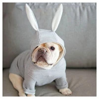 winter pet dog hoodie with cute rabbit ear french bulldog coat for small medium dogs designer woof paws pet dog costume