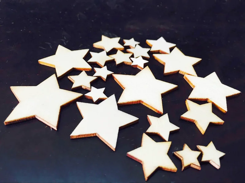 

Необработанные деревянные ломтики пустое дерево в форме звезды 10-80 мм, вырезы, ломтики, украшения для рождества, свадьбы