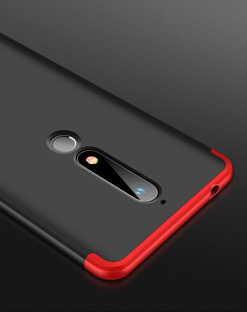 Для Nokia 6,1 TA 1043 чехол цветной 360 градусов защищенный полный корпус матовый чехол для Nokia 6 TA-1043 с защитным стеклом