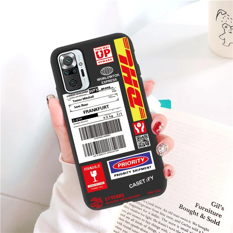 poco x3 f3 gt f2 m3 m4 pro f1 dhl label case for xiaomi redmi note 11 10 pro 9 8t 10s 9s 8 7 9t 9a 9c go case soft phone cover free global shipping