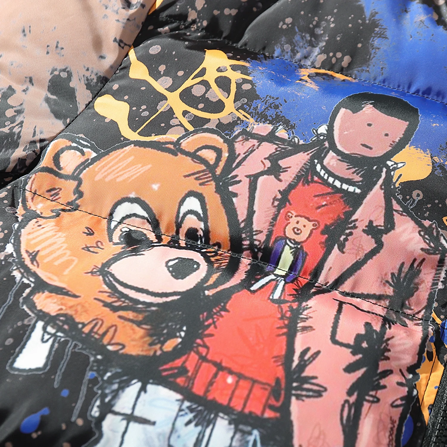 В стиле хип-хоп с рисунком Куртка граффити парка для мужчин в Харадзюку уличная