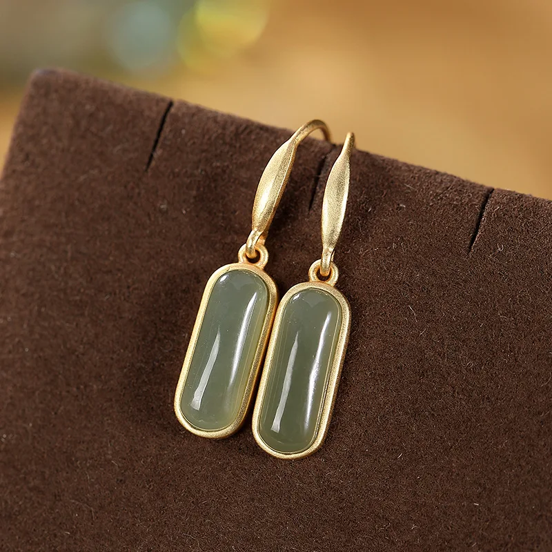 925 серебро с красными/нефрит/белый натуральный камень геометрические длинные