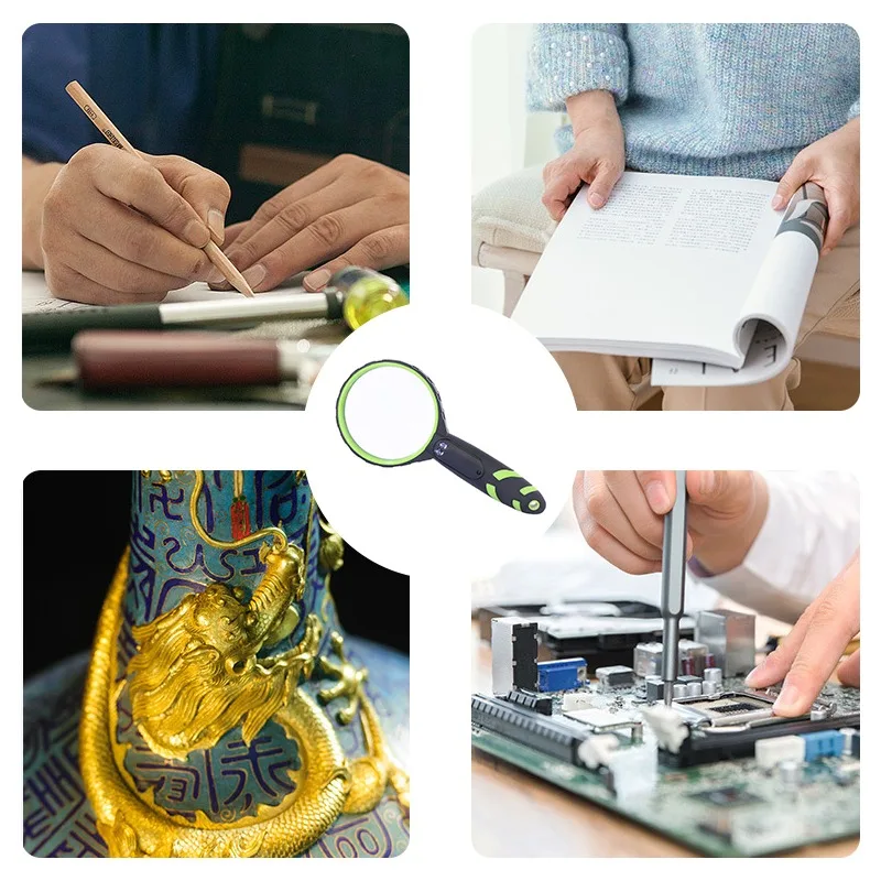 

Magnifying Glass 10X Handheld Reading Magnifier with Non-Slip Handle for Seniors Kids with LED Lights